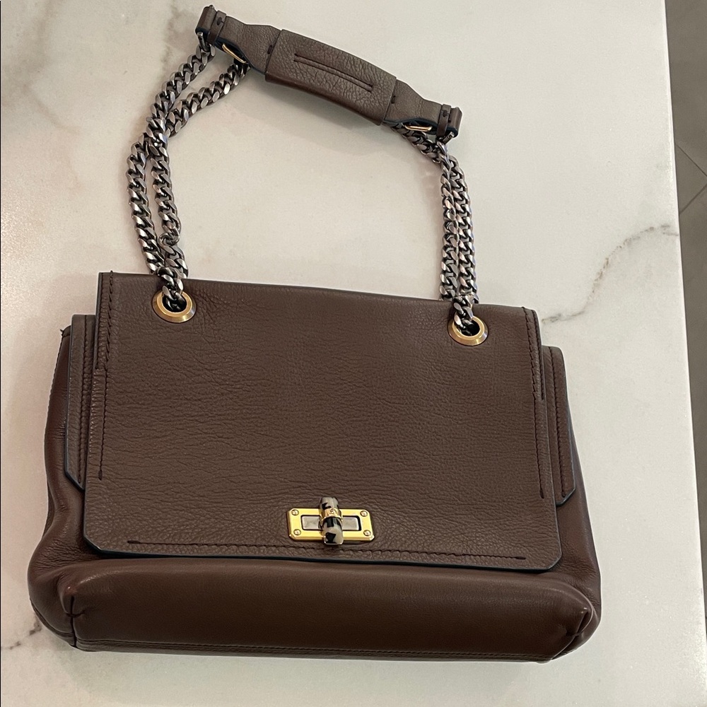 Lanvin Elegant Brown Leather Shoulder Bag
